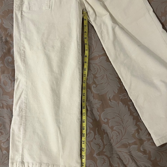 Corduroy Wide Leg Ankle Pants, Ivory, Size M - Picture 9 of 9
